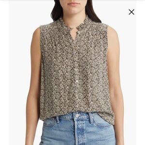 Faherty Faith Ruffle Sleeveless Blouse large